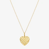 Womens 10K Gold Heart 18 Inch Pendant Necklace