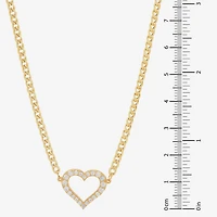 Gold Addiction Womens White Cubic Zirconia 10K Gold Heart 18 Inch Pendant Necklace