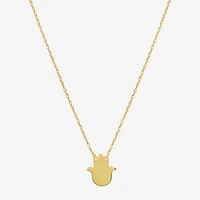 Womens 10K Gold Hamsa 18 Inch Pendant Necklace