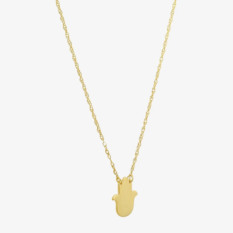 Womens 10K Gold Hamsa 18 Inch Pendant Necklace