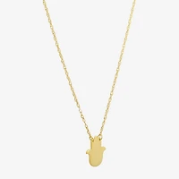 Womens 10K Gold Hamsa 18 Inch Pendant Necklace