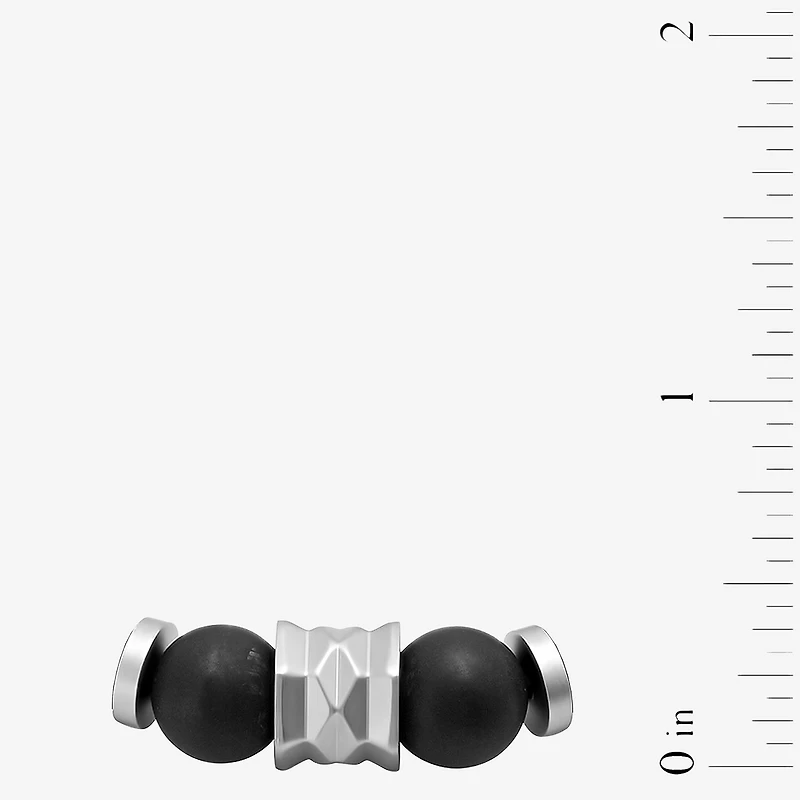 Mens Genuine Black Onyx Beaded Bracelet