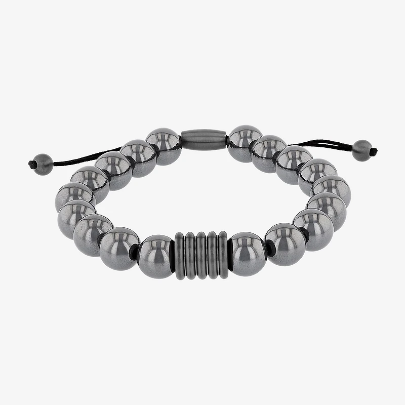 Mens Genuine Gray Hematite Beaded Bracelet