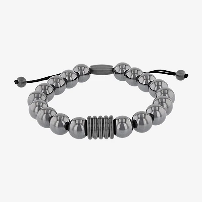 Mens Genuine Gray Hematite Beaded Bracelet