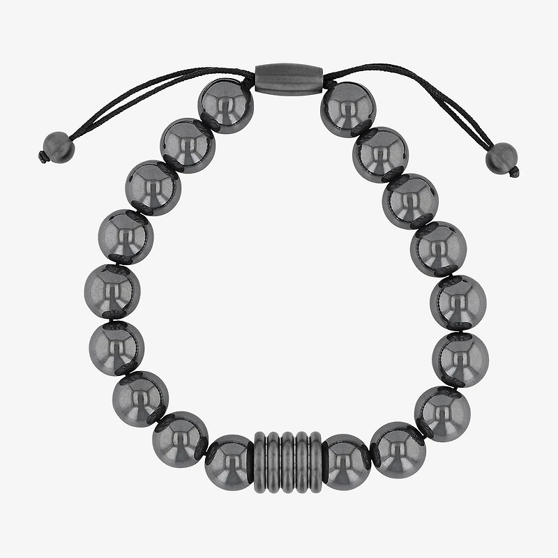Mens Genuine Gray Hematite Beaded Bracelet