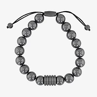 Mens Genuine Gray Hematite Beaded Bracelet
