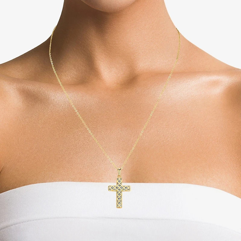 Womens Sterling Silver Cross 18 Inch Pendant Necklace
