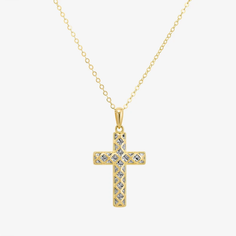 Womens Sterling Silver Cross 18 Inch Pendant Necklace