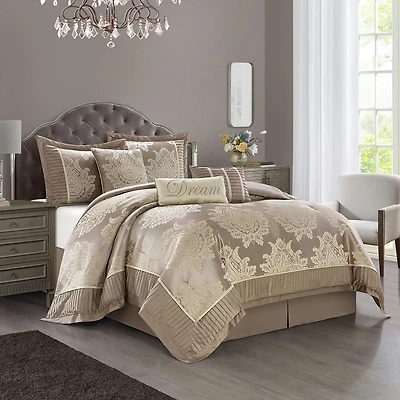 Stratford Park Thess 7pc Damask + Scroll Lightweight Comforter Set