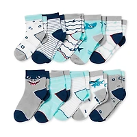 Piper & Jax Baby Boys 10 Pair Crew Socks