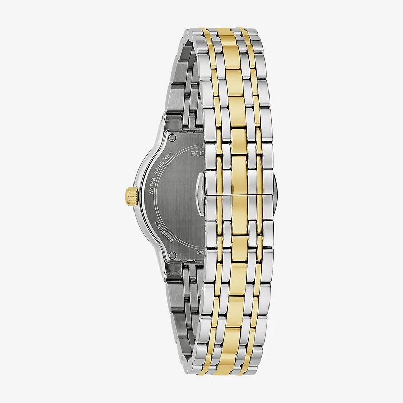 Bulova Womens Diamond Accent Two Tone Stainless Steel Bracelet Watch 98p224
