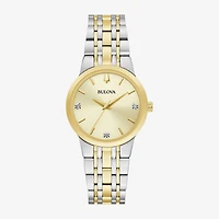 Bulova Womens Diamond Accent Two Tone Stainless Steel Bracelet Watch 98p224