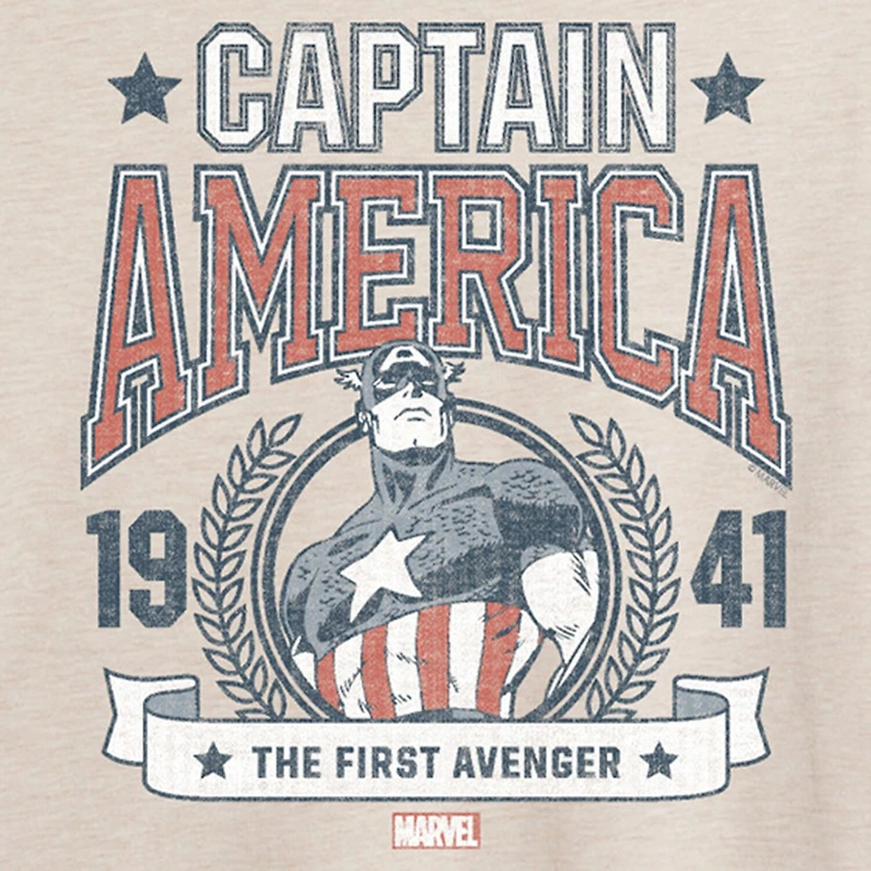 Womens Juniors Crew Neck Short Sleeve Regular Fit Captain America Marvel Graphic T-Shirt