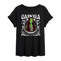 Gamora Womens Juniors Crew Neck Short Sleeve Regular Fit Guardians of the Galaxy Marvel Graphic T-Shirt