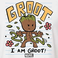 Womens Juniors Crew Neck Short Sleeve Regular Fit Groot Guardians of the Galaxy Marvel Graphic T-Shirt