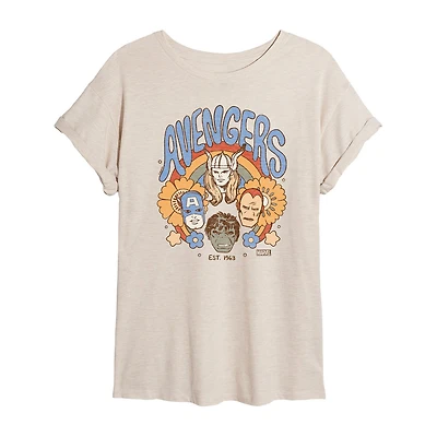 Womens Juniors Crew Neck Short Sleeve Regular Fit Avengers Marvel Graphic T-Shirt