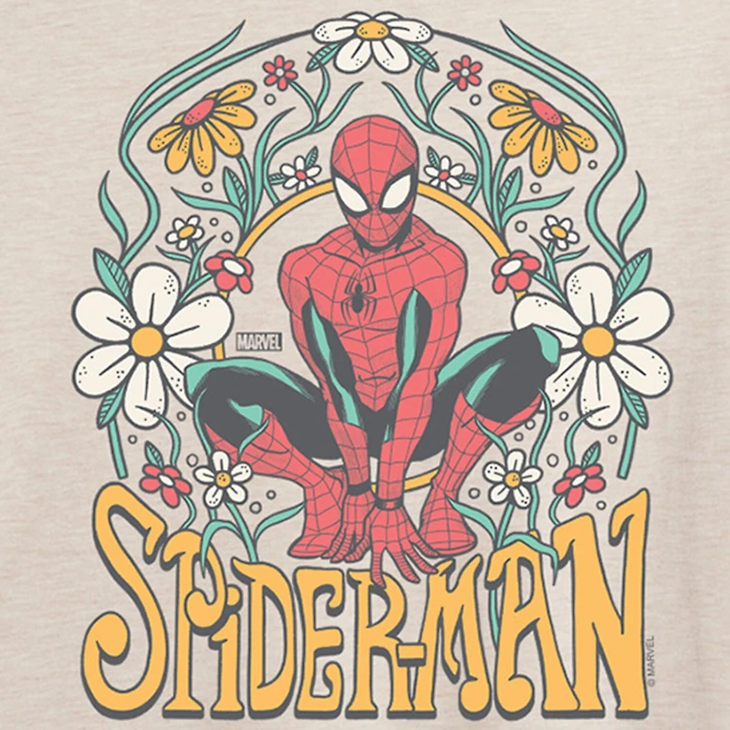 Marvel Spiderman Tee Womens Juniors Crew Neck Short Sleeve Regular Fit Graphic T-Shirt