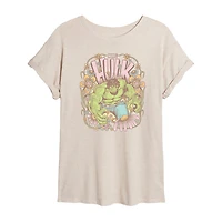 Womens Juniors Crew Neck Short Sleeve Regular Fit Hulk Marvel Graphic T-Shirt