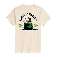 Womens Juniors Crew Neck Short Sleeve Regular Fit Peanuts Snoopy Graphic T-Shirt