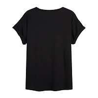Womens Juniors Crew Neck Short Sleeve Regular Fit Peanuts Snoopy Graphic T-Shirt
