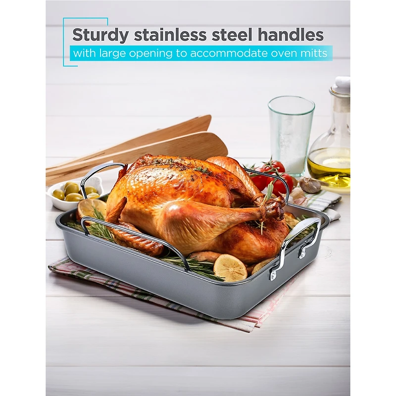Black+Decker 16.5"x13" Non-Stick Roasting Pan with Rack