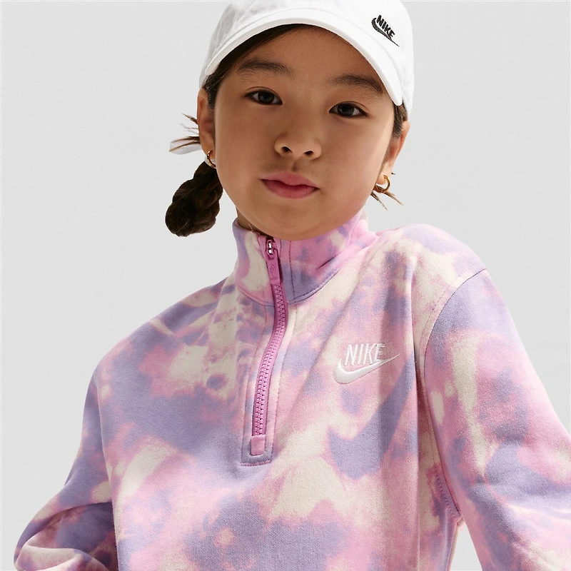 Nike Club Big Kid Girls Mock Neck Long Sleeve Fleece Active Quarter-Zip Pullover