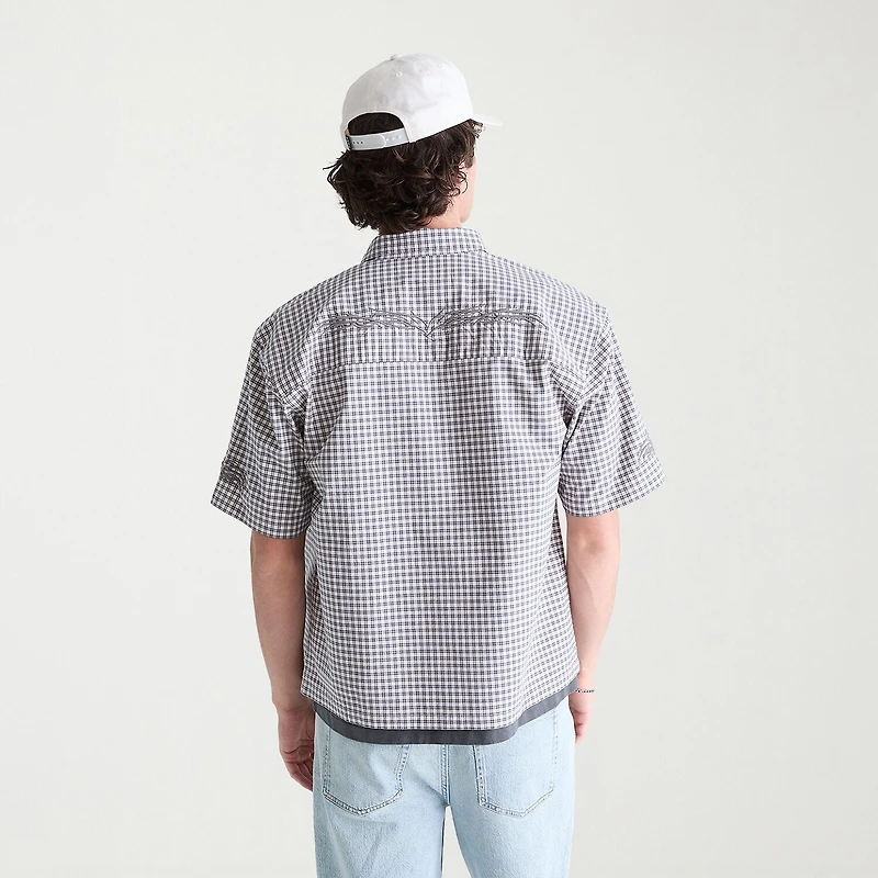 AEROPOSTALE Mens Short Sleeve Boxy Fit Stretch Fabric Button-Down Shirt