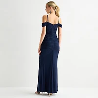 Radiante Couture Womens Juniors Sweetheart Neck Sleeveless Off the Shoulder Glitter Bodycon Dress