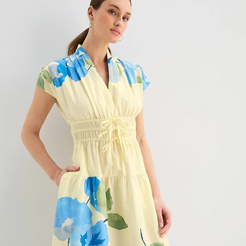 Melonie T Womens V Neck Short Sleeve Cap Maxi Dress