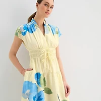Melonie T Womens V Neck Short Sleeve Cap Maxi Dress