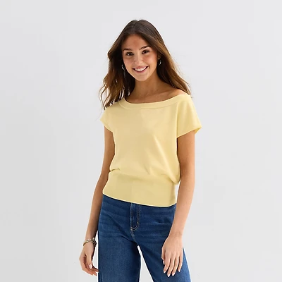 Forever 21 Juniors Womens Boat Neck Short Sleeve Pullover Sweater