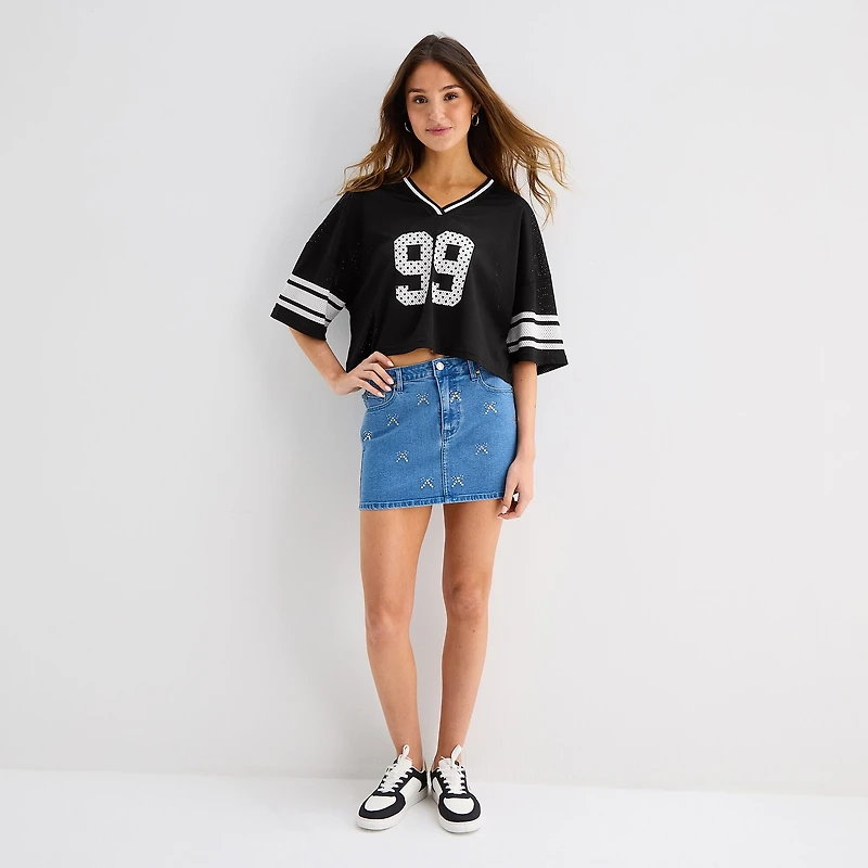 Forever 21 Womens Juniors V Neck Short Sleeve Jersey