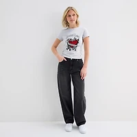 Forever 21 Womens Juniors V Neck Short Sleeve Regular Fit Graphic T-Shirt