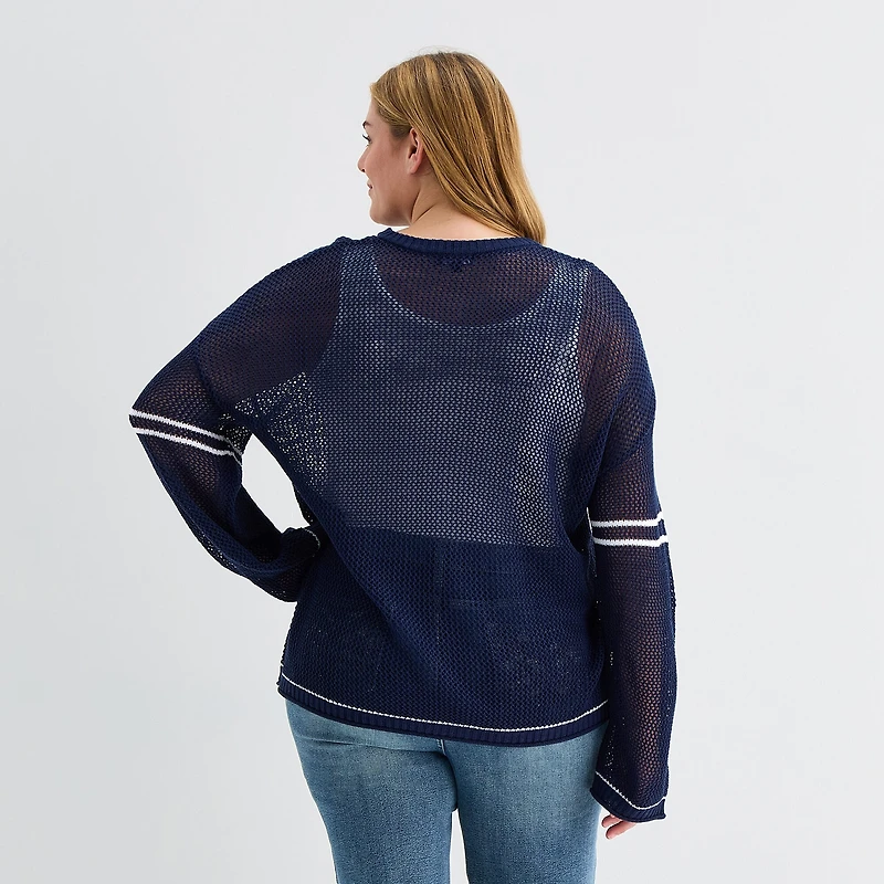 Forever 21 Juniors Plus Womens V Neck Long Sleeve Pullover Sweater