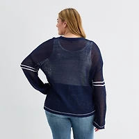Forever 21 Juniors Plus Womens V Neck Long Sleeve Pullover Sweater