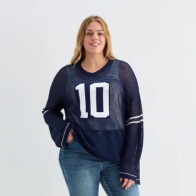 Forever 21 Juniors Plus Womens V Neck Long Sleeve Pullover Sweater