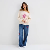 Forever 21 Juniors Womens Asymmetrical Neck Long Sleeve Pullover Sweater