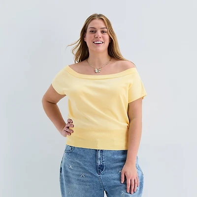 Forever 21 Juniors Plus Womens Short Sleeve Pullover Sweater