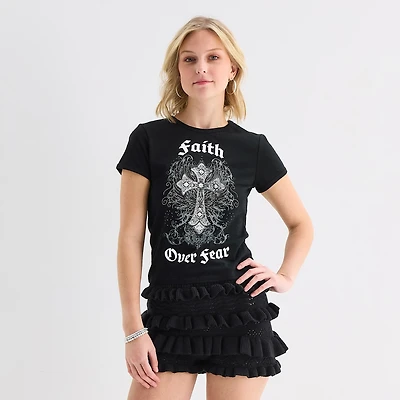 Forever 21 Womens Juniors Short Sleeve Regular Fit Graphic T-Shirt