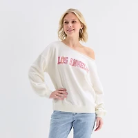 Forever 21 Womens Juniors Asymmetrical Neck Long Sleeve Sweatshirt