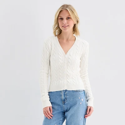 Forever 21 Womens V Neck Long Sleeve Button Juniors Cardigan
