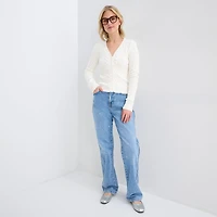 Forever 21 Womens V Neck Long Sleeve Button Juniors Cardigan