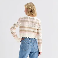 Arizona Womens Square Neck Long Sleeve Layered Sweater Juniors