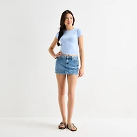 Arizona Womens Juniors Mid Rise Midi Denim Skirt