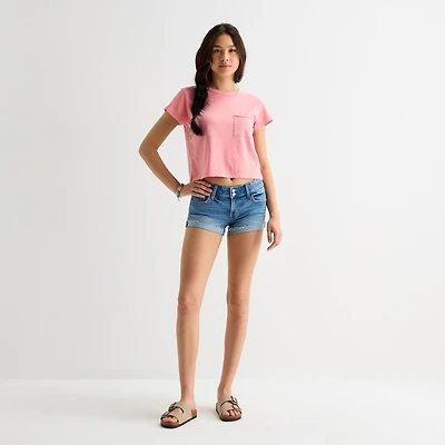 Arizona Womens 2 1/2" Low Rise Juniors Denim Short
