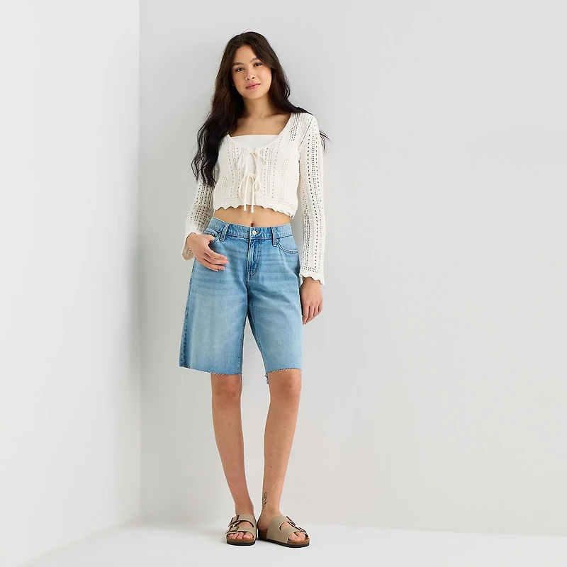 Arizona Womens 12 1/4" Low Rise Juniors Denim Short