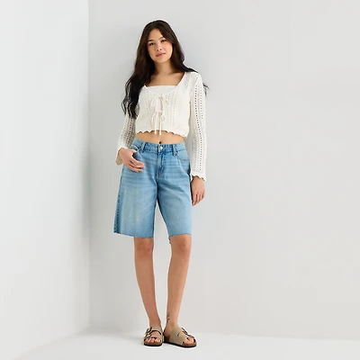 Arizona Womens 12 1/4" Low Rise Juniors Denim Short