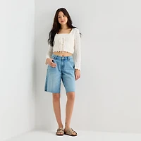 Arizona Womens 12 1/4" Low Rise Juniors Denim Short
