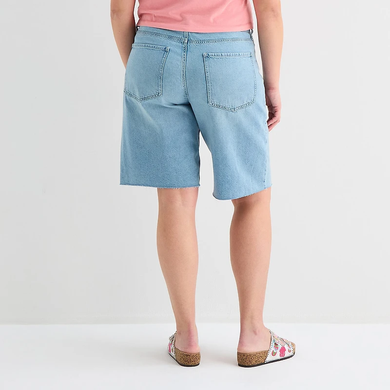 Arizona Womens 12 1/4" Low Rise Juniors Plus Denim Short