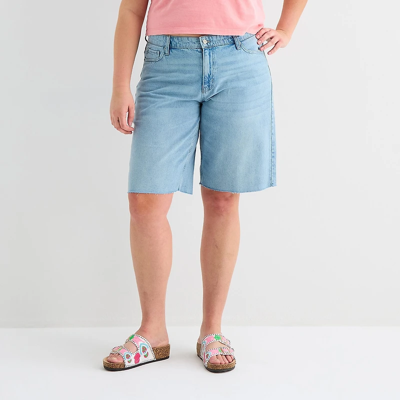 Arizona Womens 12 1/4" Low Rise Juniors Plus Denim Short